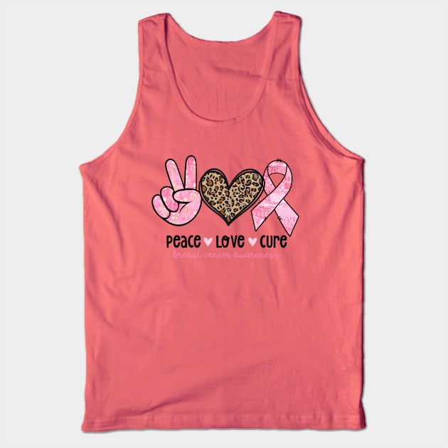 Peace Love Cure Breast Cancer Awareness Tank Top by RKP'sTees